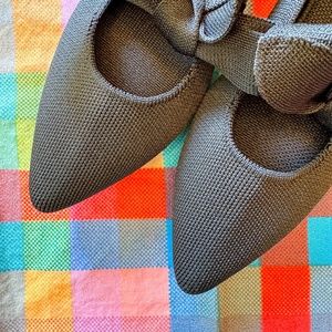 Rothy's The Point Mary Jane with Bow Flats in Black